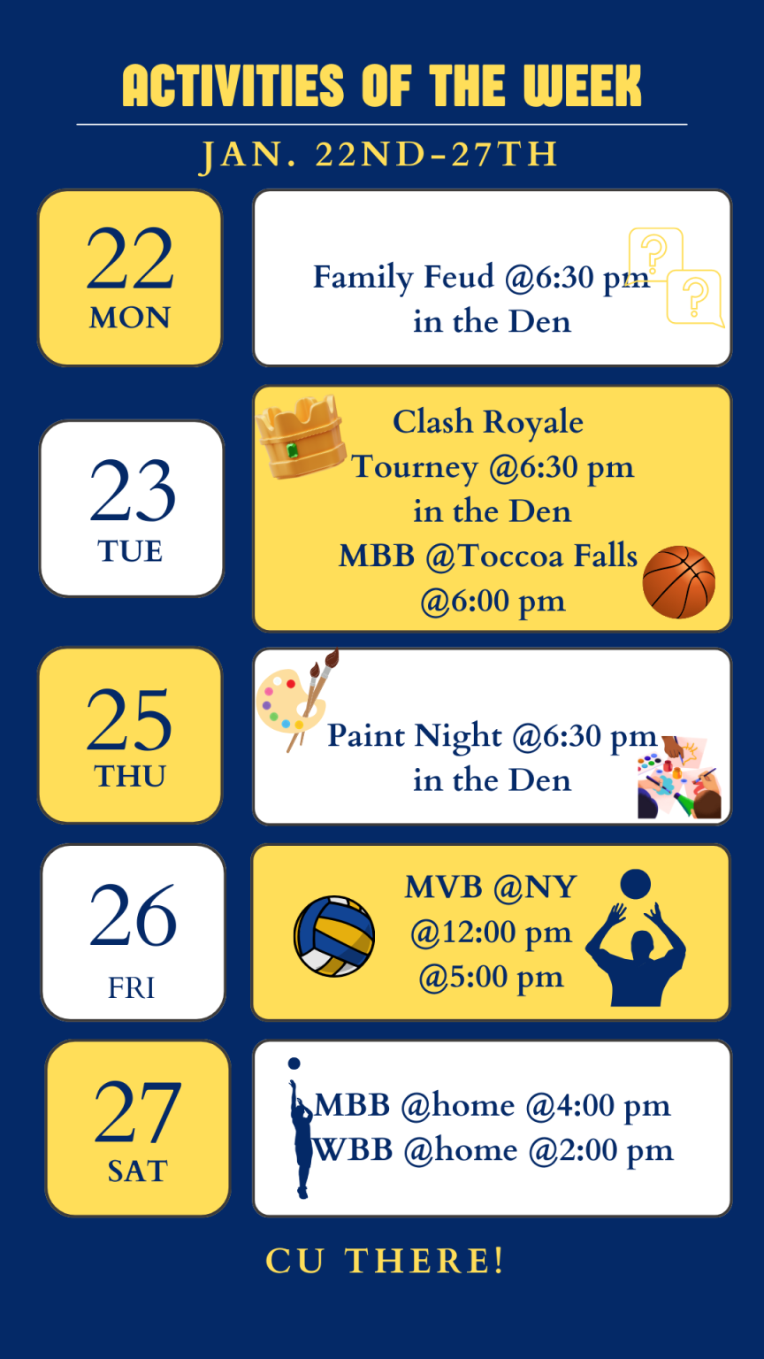 Events of the week. Jan. 22-27th.